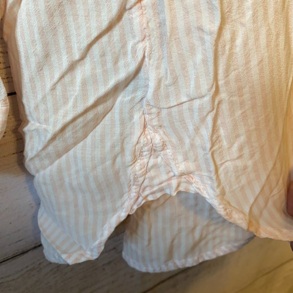 New Leaf Pink White Pinstripe Button Down Blouse Plus 1X - Picture 9 of 10